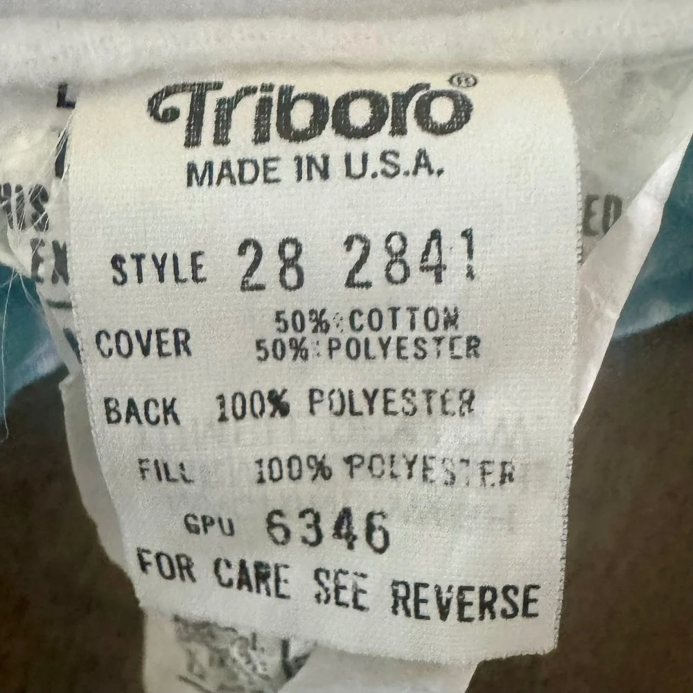 Vintage Triboro Baby Quilt and Ruffle Pillow Set Blue Polka Dot Poodle Made USA